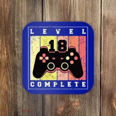 Level 18 Complete Gaming 18th Birthday Coaster