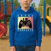 Level 18 Complete Gaming 18th Birthday Kids Hoodie thumb 2