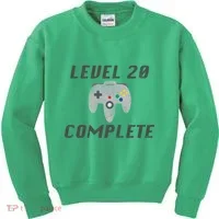 Level 20 Complete 20th Birthday Kids Sweatshirt thumb 0