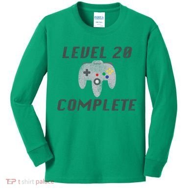 Level 20 Complete 20th Birthday Kids Long Sleeve Shirt