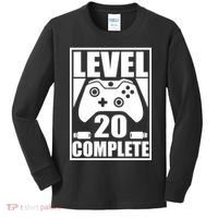 Level 20 Complete Gaming 20th Birthday Kids Long Sleeve Shirt thumb 0