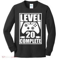 Level 20 Complete Gaming 20th Birthday Kids Long Sleeve Shirt thumb 0