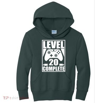 Level 20 Complete Gaming 20th Birthday Kids Hoodie