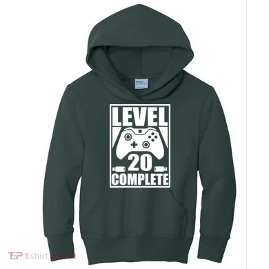 Level 20 Complete Gaming 20th Birthday Kids Hoodie