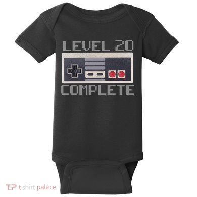 Level 20 Complete Retro Gamer 20th Birthday Baby Bodysuit