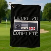 Level 20 Complete Retro Gamer 20th Birthday Golf Towel thumb 1