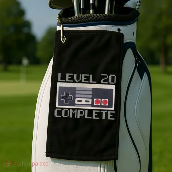 Level 20 Complete Retro Gamer 20th Birthday Golf Towel
