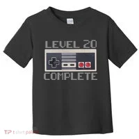 Level 20 Complete Retro Gamer 20th Birthday Toddler T-Shirt thumb 0