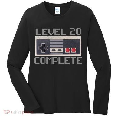 Level 20 Complete Retro Gamer 20th Birthday Women's Long Sleeve Shirt