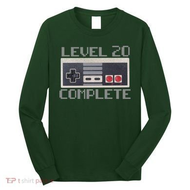 Level 20 Complete Retro Gamer 20th Birthday Long Sleeve Shirt
