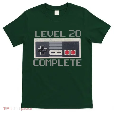 Level 20 Complete Retro Gamer 20th Birthday T-Shirt in the selected color