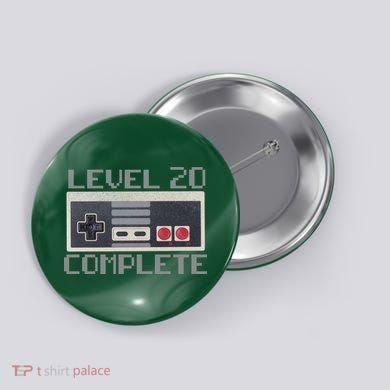 Level 20 Complete Retro Gamer 20th Birthday Button