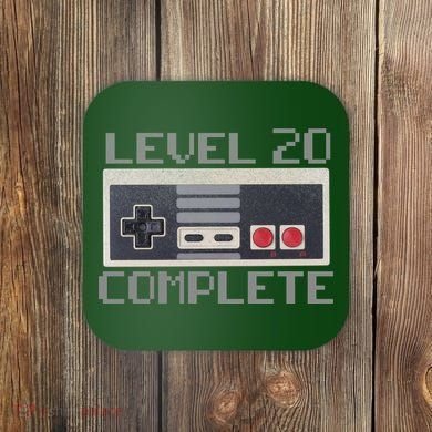 Level 20 Complete Retro Gamer 20th Birthday Coaster
