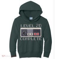 Level 20 Complete Retro Gamer 20th Birthday Kids Hoodie thumb 0