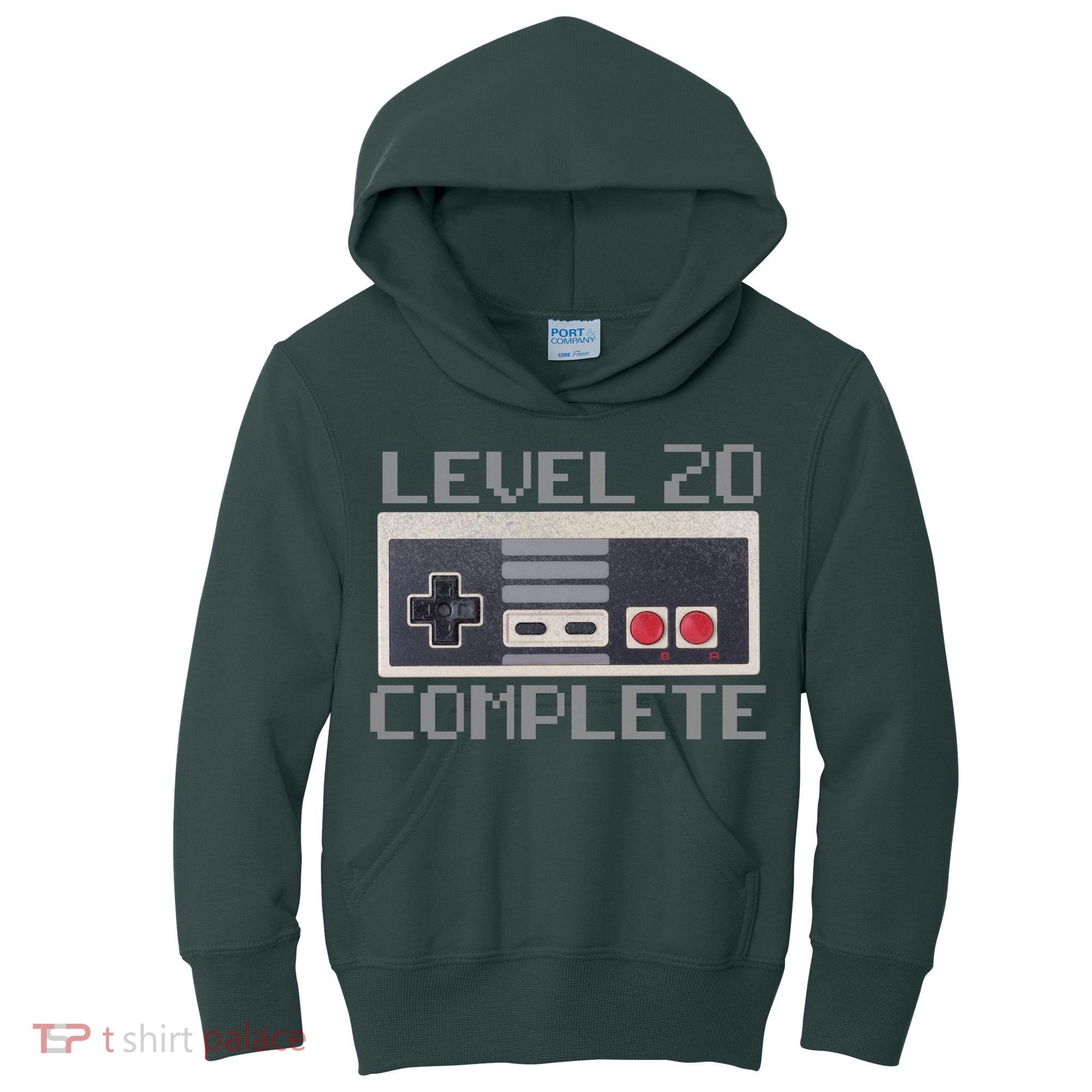 Level 20 Complete Retro Gamer 20th Birthday Kids Hoodie