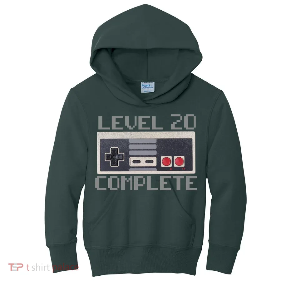 Level 20 Complete Retro Gamer 20th Birthday Kids Hoodie