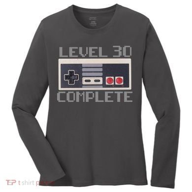 Level 30 Complete Retro Gamer 30th Birthday Women's Long Sleeve Shirt