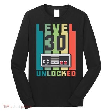 Level 30 Unlocked Funny Retro Gamer Birthday Long Sleeve Shirt