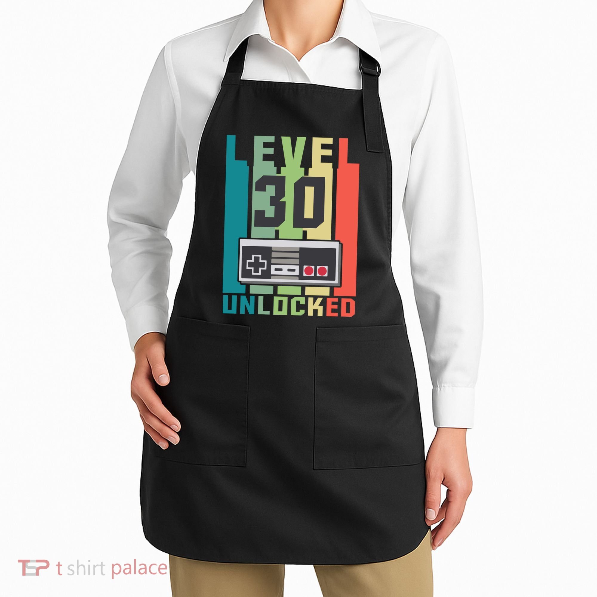 Level 30 Unlocked Funny Retro Gamer Birthday Apron