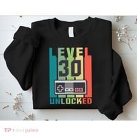 Level 30 Unlocked Funny Retro Gamer Birthday Sweatshirt thumb 2