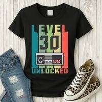 Level 30 Unlocked Funny Retro Gamer Birthday Women's T-Shirt thumb 3