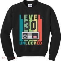 Level 30 Unlocked Funny Retro Gamer Birthday Kids Sweatshirt thumb 0