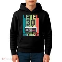 Level 30 Unlocked Funny Retro Gamer Birthday Kids Hoodie thumb 4