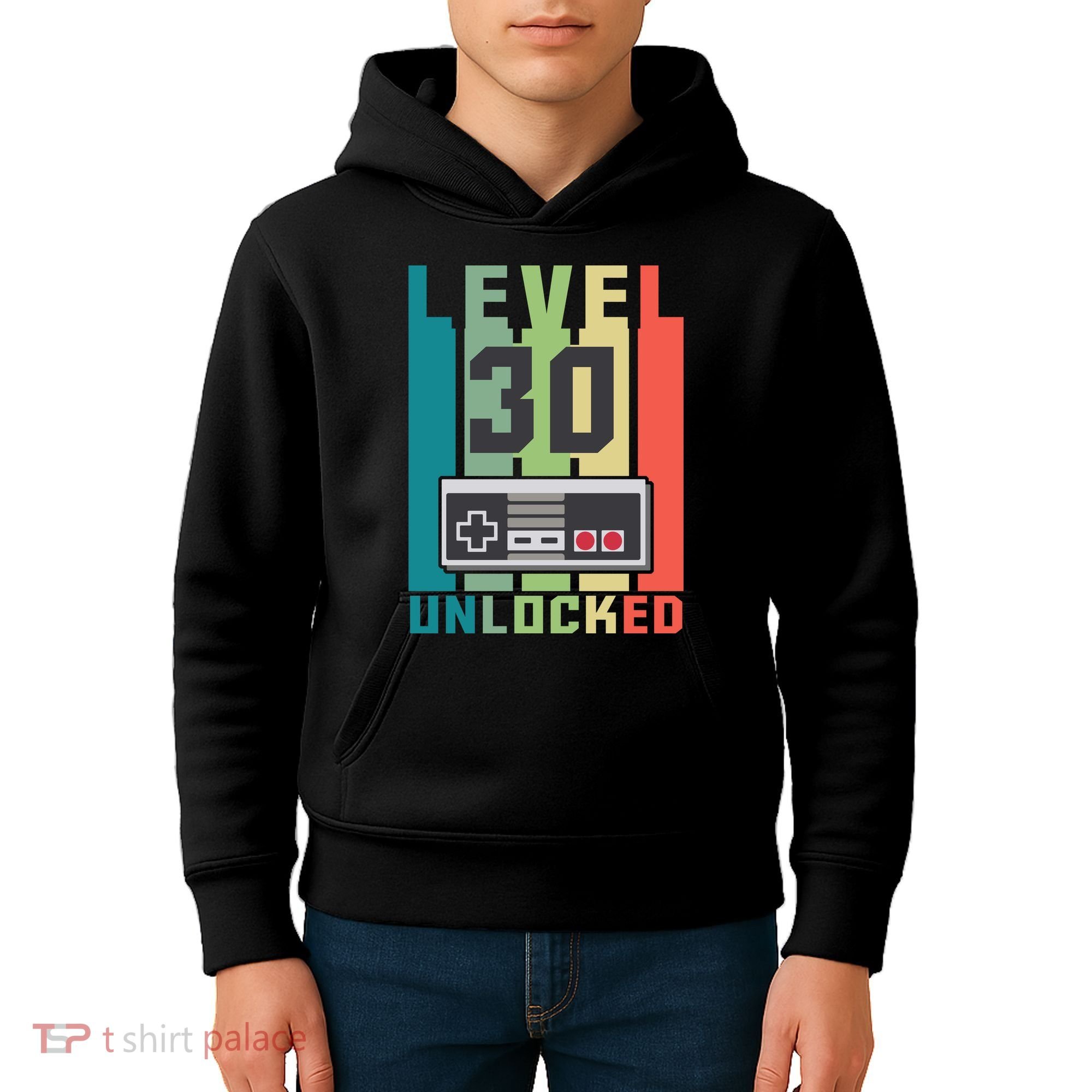 Level 30 Unlocked Funny Retro Gamer Birthday Kids Hoodie