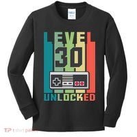Level 30 Unlocked Funny Retro Gamer Birthday Kids Long Sleeve Shirt thumb 0