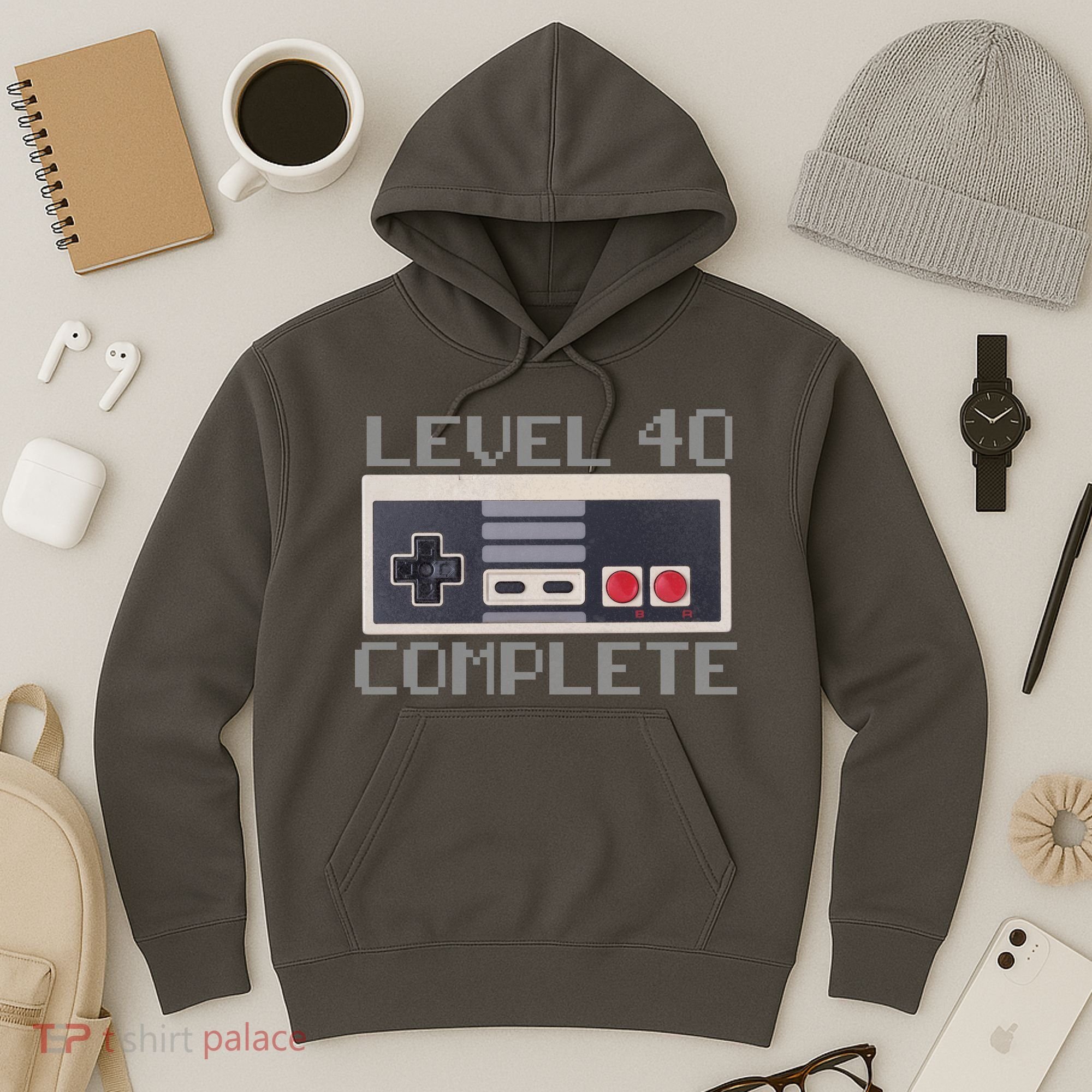 Level 40 Complete Retro Gamer 40th Birthday Hoodie