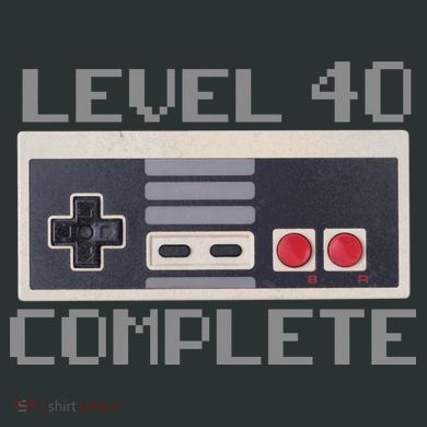 Level 40 Complete Retro Gamer 40th Birthday T-Shirt
