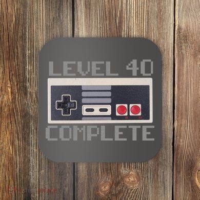 Level 40 Complete Retro Gamer 40th Birthday Coaster