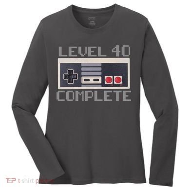 Level 40 Complete Retro Gamer 40th Birthday Women's Long Sleeve Shirt