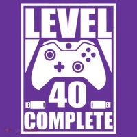 Level 40 Complete Video Gamer 40th Birthday Button thumb 1