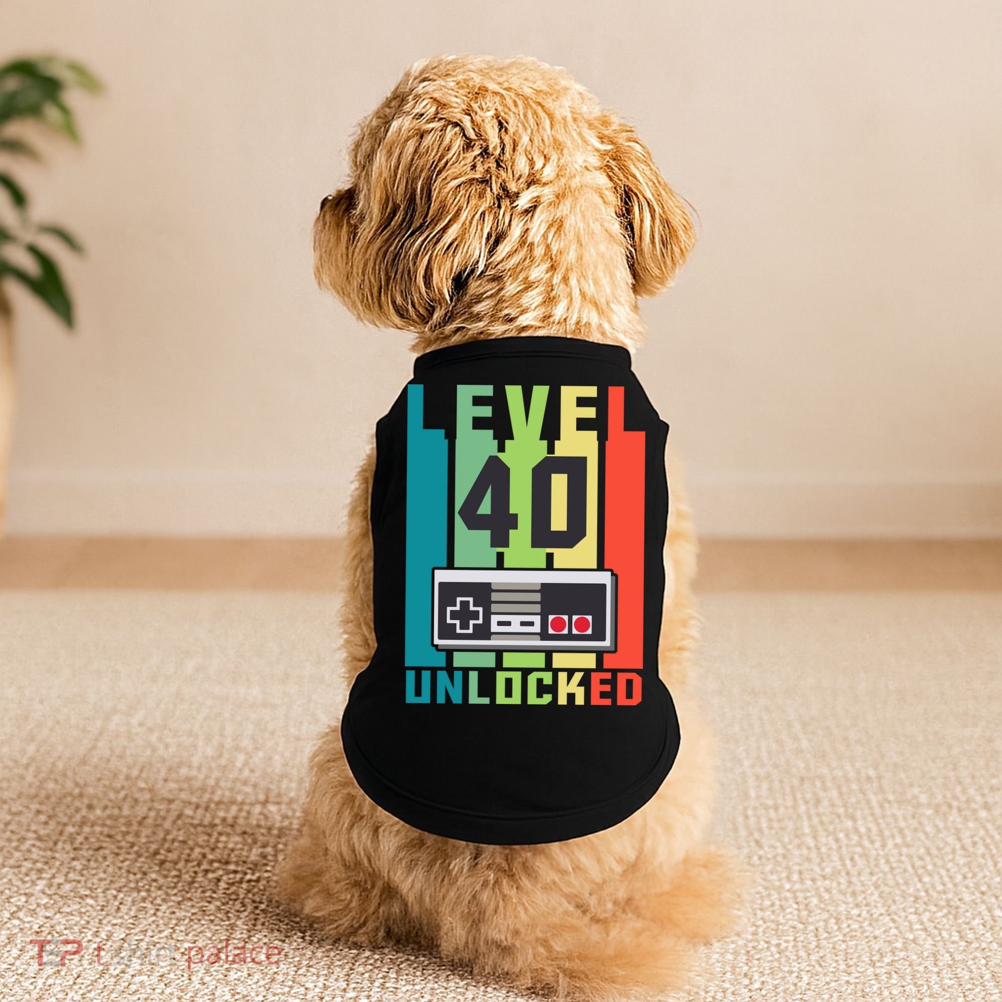 Level 40 Unlocked Funny Retro Gamer Birthday Doggie Tank