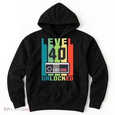 Level 40 Unlocked Funny Retro Gamer Birthday Hoodie