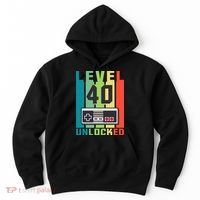 Level 40 Unlocked Funny Retro Gamer Birthday Hoodie thumb 0