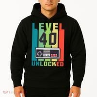 Level 40 Unlocked Funny Retro Gamer Birthday Hoodie thumb 2