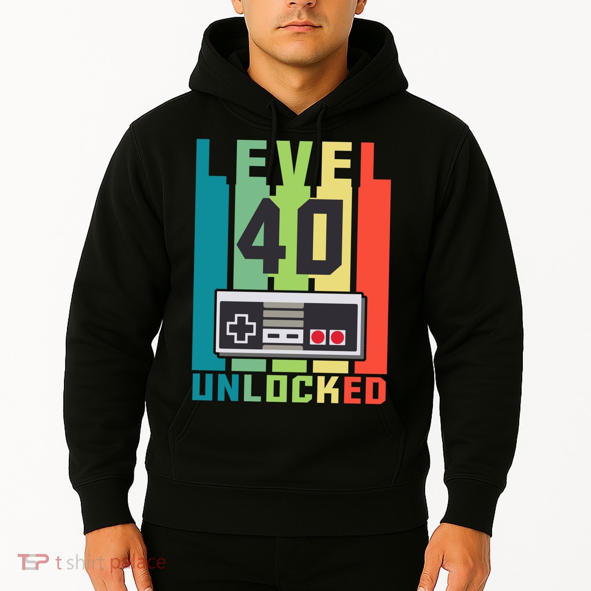 Level 40 Unlocked Funny Retro Gamer Birthday Hoodie