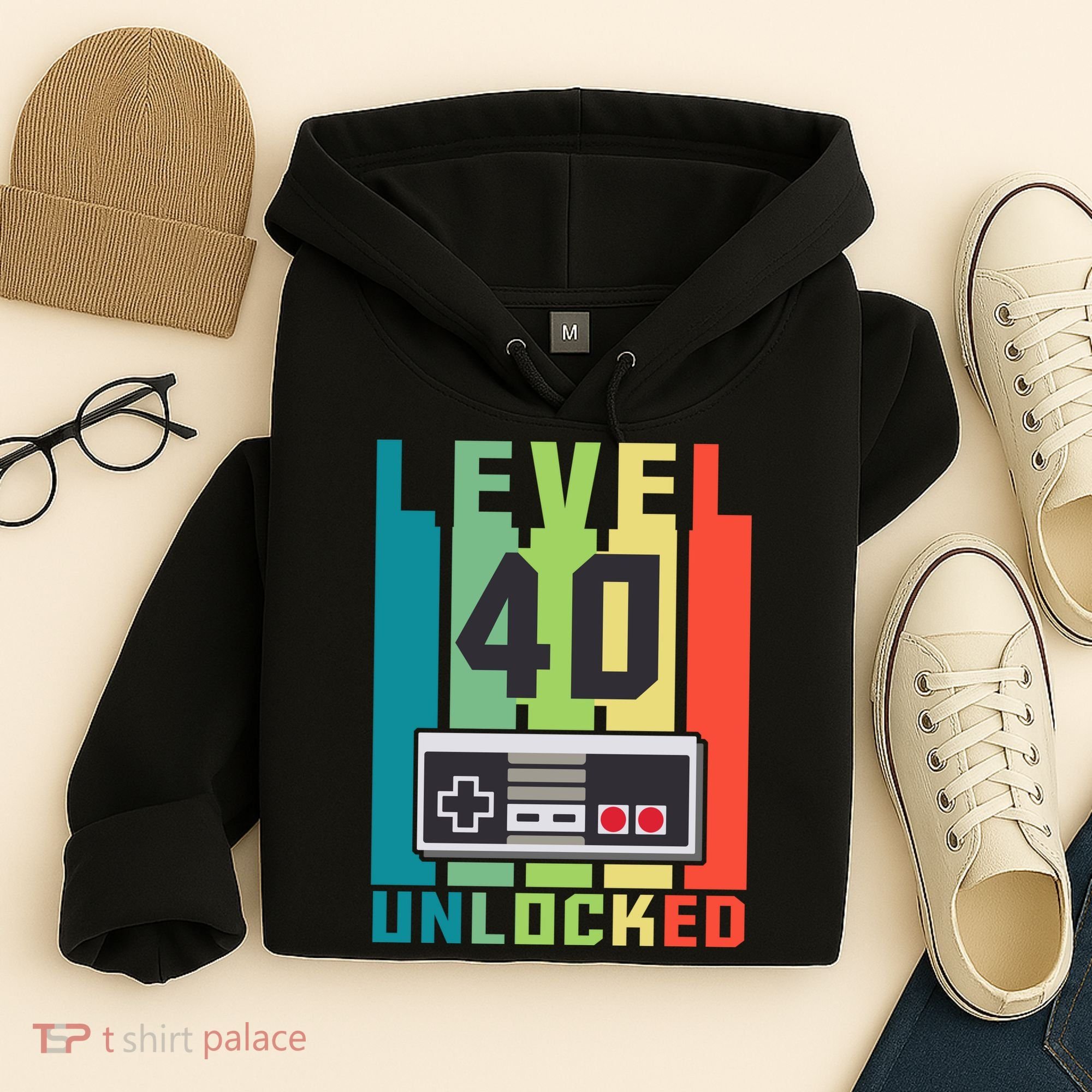 Level 40 Unlocked Funny Retro Gamer Birthday Hoodie