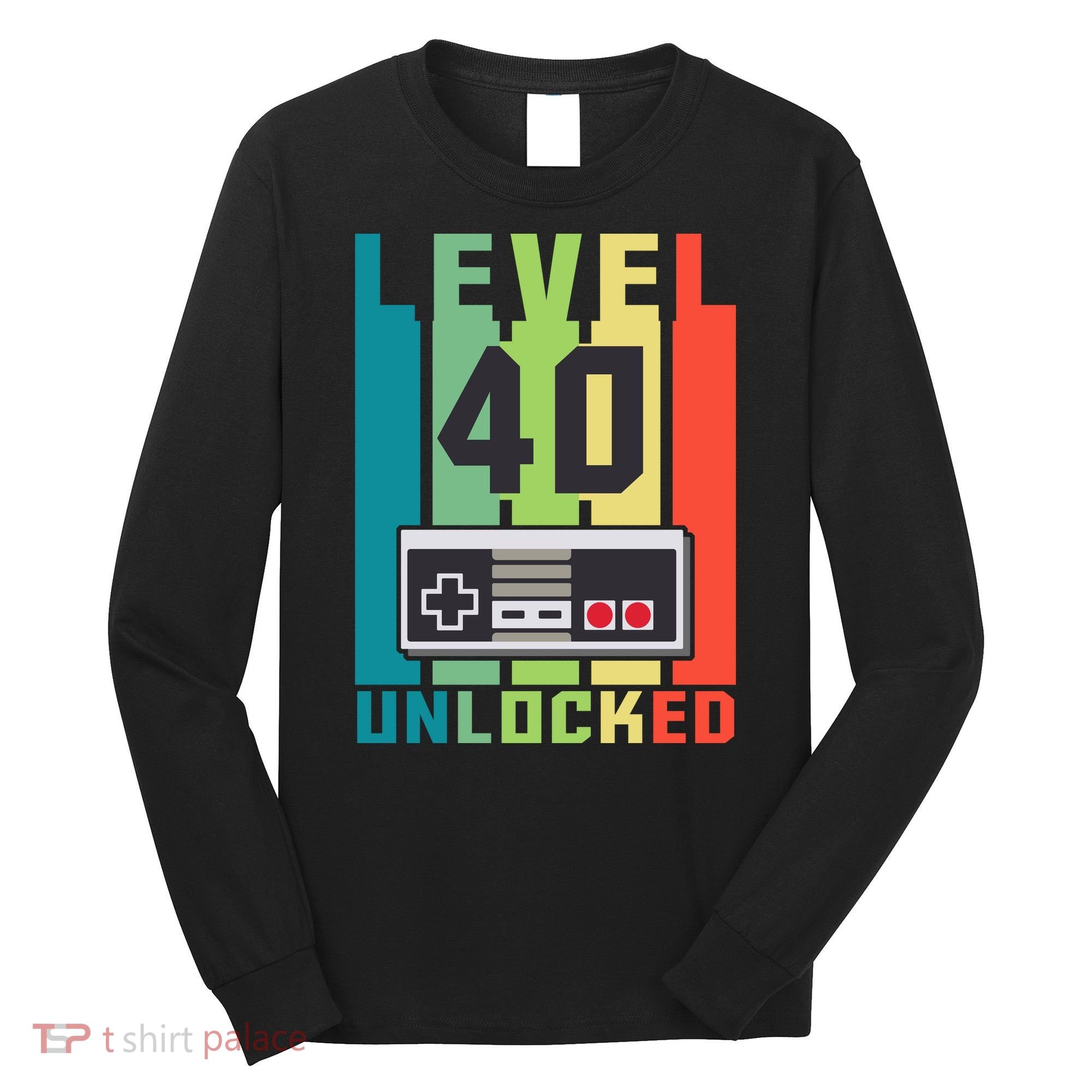 Level 40 Unlocked Funny Retro Gamer Birthday Long Sleeve Shirt