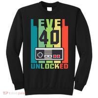 Level 40 Unlocked Funny Retro Gamer Birthday Sweatshirt thumb 0