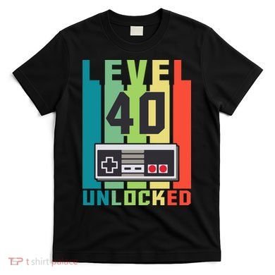 Level 40 Unlocked Funny Retro Gamer Birthday T-Shirt