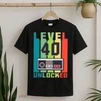 Level 40 Unlocked Funny Retro Gamer Birthday T-Shirt thumb 2