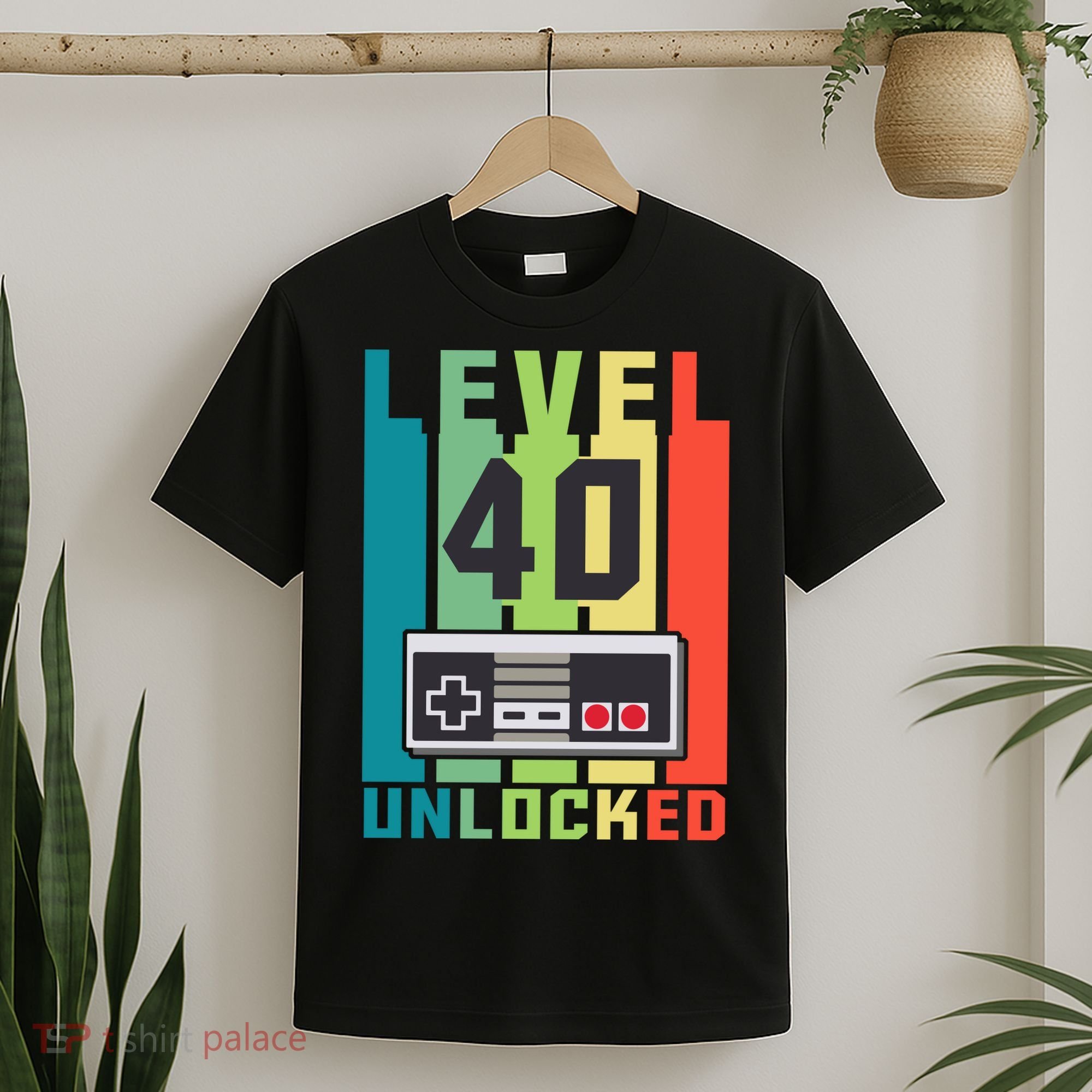 Level 40 Unlocked Funny Retro Gamer Birthday T-Shirt