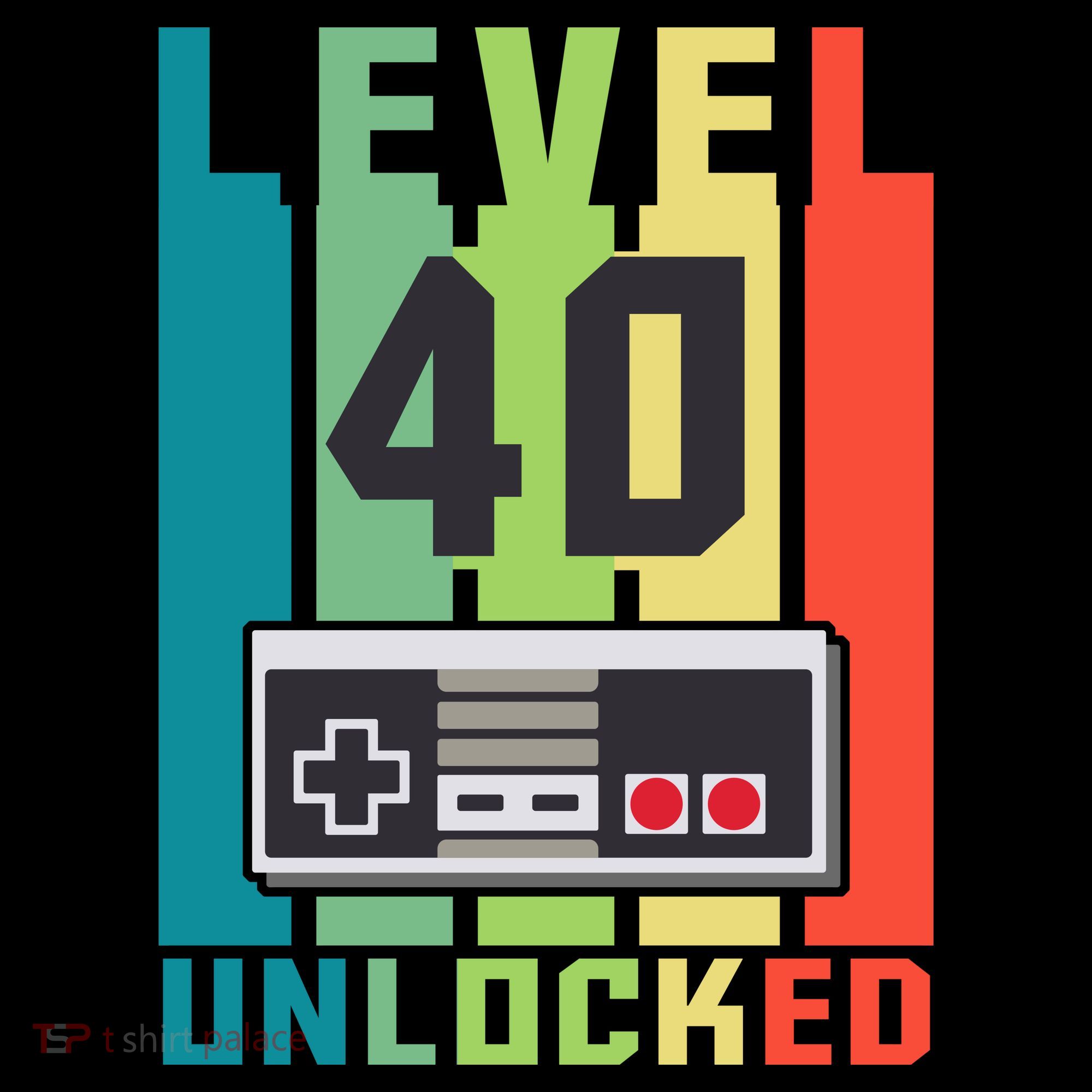 Level 40 Unlocked Funny Retro Gamer Birthday T-Shirt