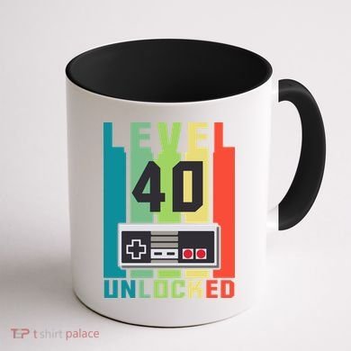 Level 40 Unlocked Funny Retro Gamer Birthday Coffee Mug back