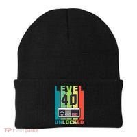 Level 40 Unlocked Funny Retro Gamer Birthday Beanie thumb 0