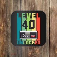 Level 40 Unlocked Funny Retro Gamer Birthday Coaster thumb 0
