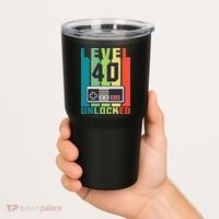 Level 40 Unlocked Funny Retro Gamer Birthday Tumbler thumb 2